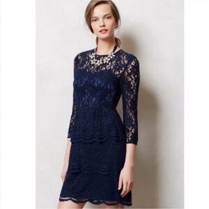 Anthropologie Kachel Blue Lace Dress Size 10